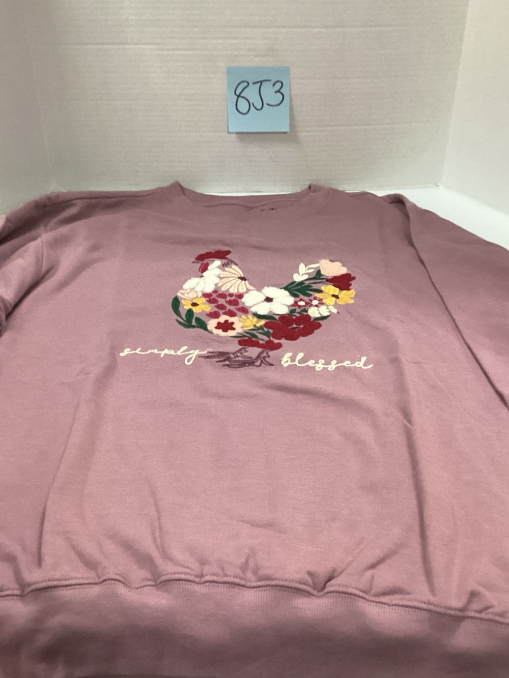 Floral Rooster Graphic Sweatshirt in Dusty Pink